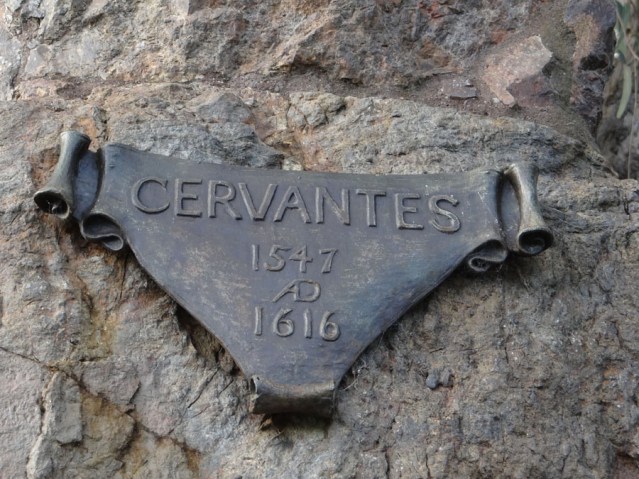 Cervantes statue placque