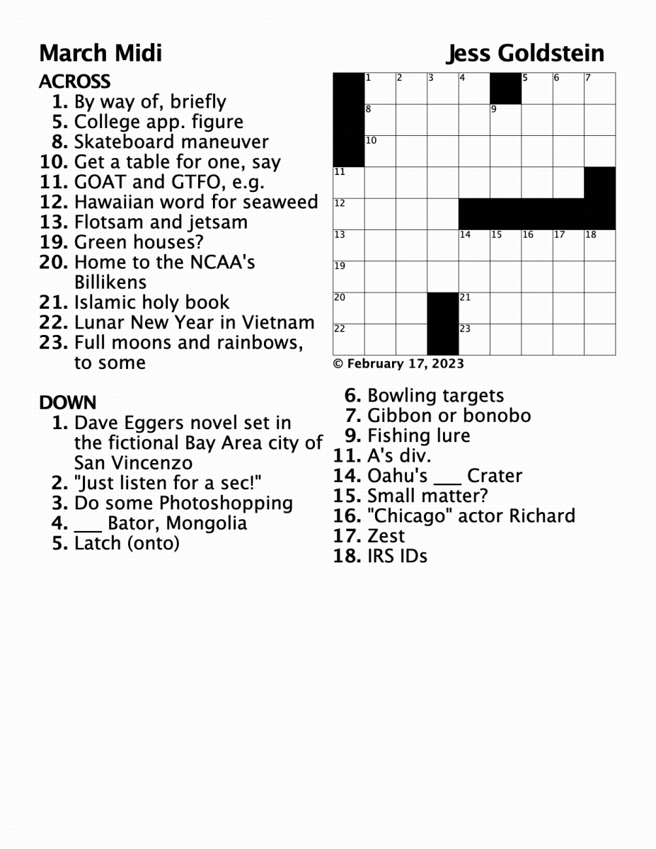 Richmond Review Crossword Puzzle, March 2024 Richmond Review/Sunset Beacon